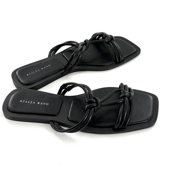 Azalea Wang Stetson Knot Sandals 10 NWOT Black Slides Resort Travel Beach Cruise - Picture 3 of 6